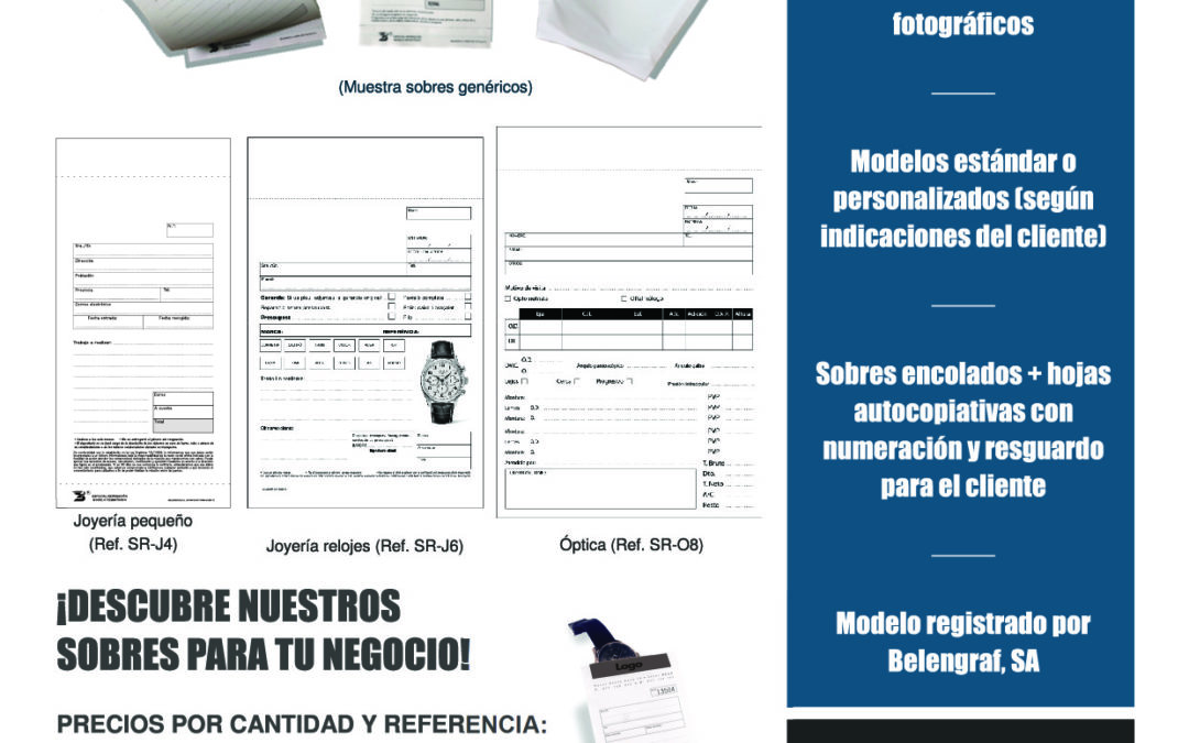 Sobres de reparación para joyerías, ópticas y centros fotográficos!